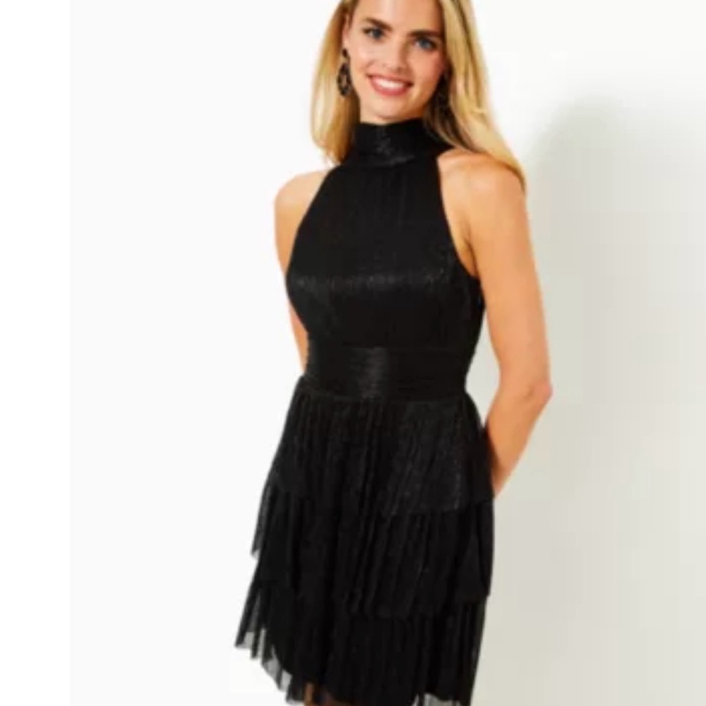 Lilly Pulitzer Noir Metallic Wyn Halter Dress